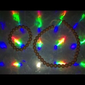 *SET* Brown round bead necklace and bracelet